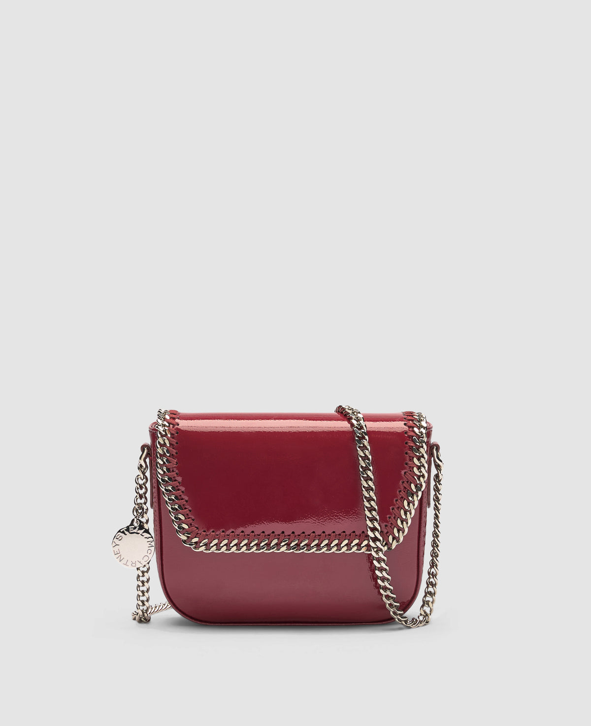 Stella McCartney Falabella Patent Flap Crossbody Bag, Woman, Burgundy