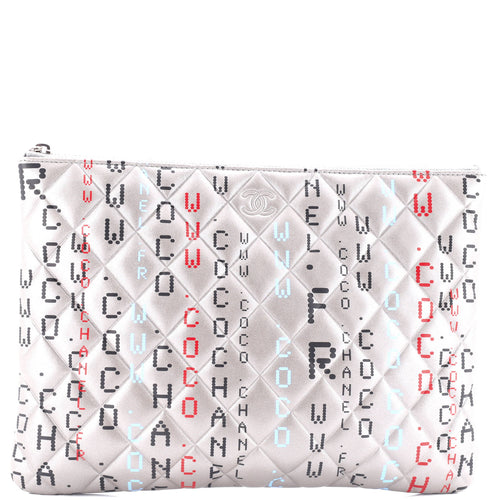 CHANEL Data Center O Case Clutch Quilted Printed Lambskin Medium