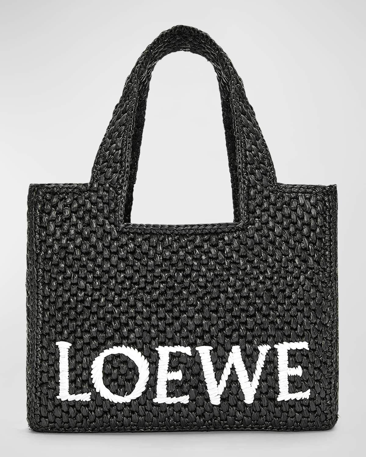 Loewe x Paula's Ibiza Font Logo Small Tote Bag in Raffia