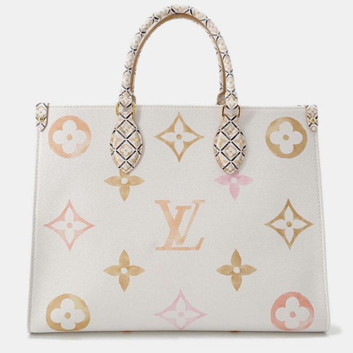 White/Beige Monogram LV by the Pool Onthego MM Bag