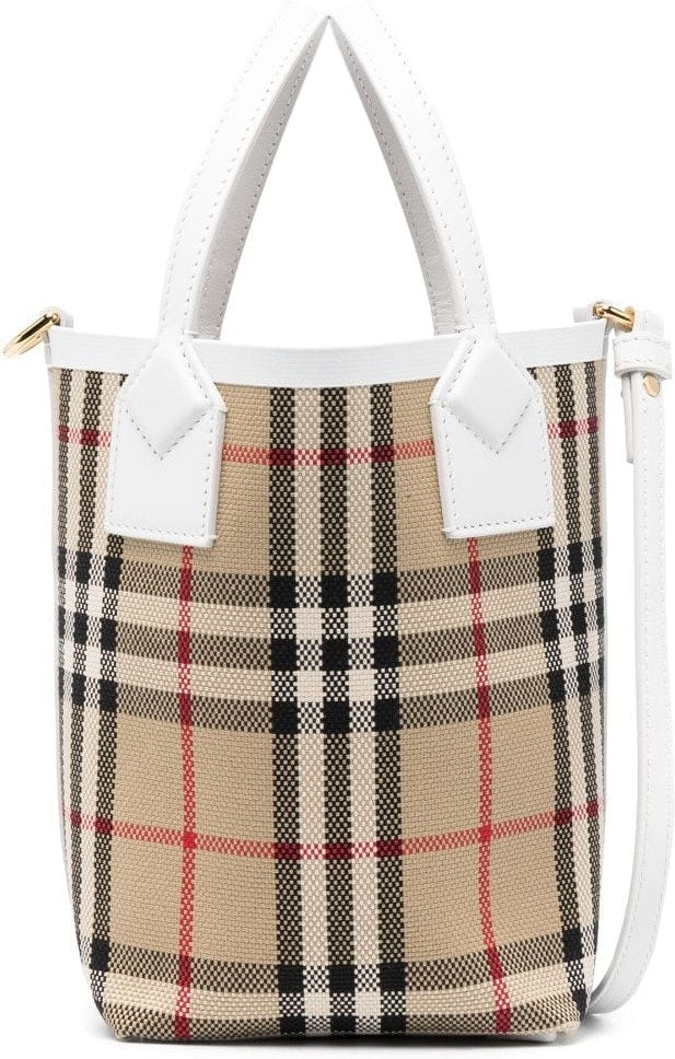 Women's Check Motif Mini Bucket Bag in Beige | Size UNI | 8072348A1464