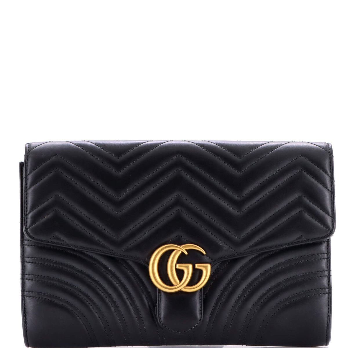 Gucci GUCCI GG Marmont Flap Clutch Matelasse Leather
