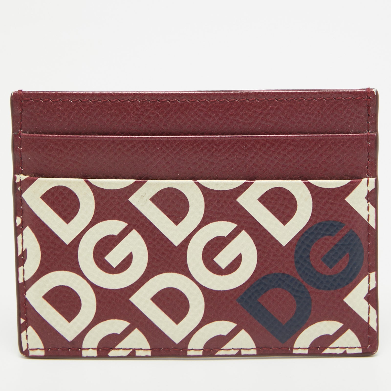 Dolce & Gabbana Burgundy DG Mania Leather Card Holder