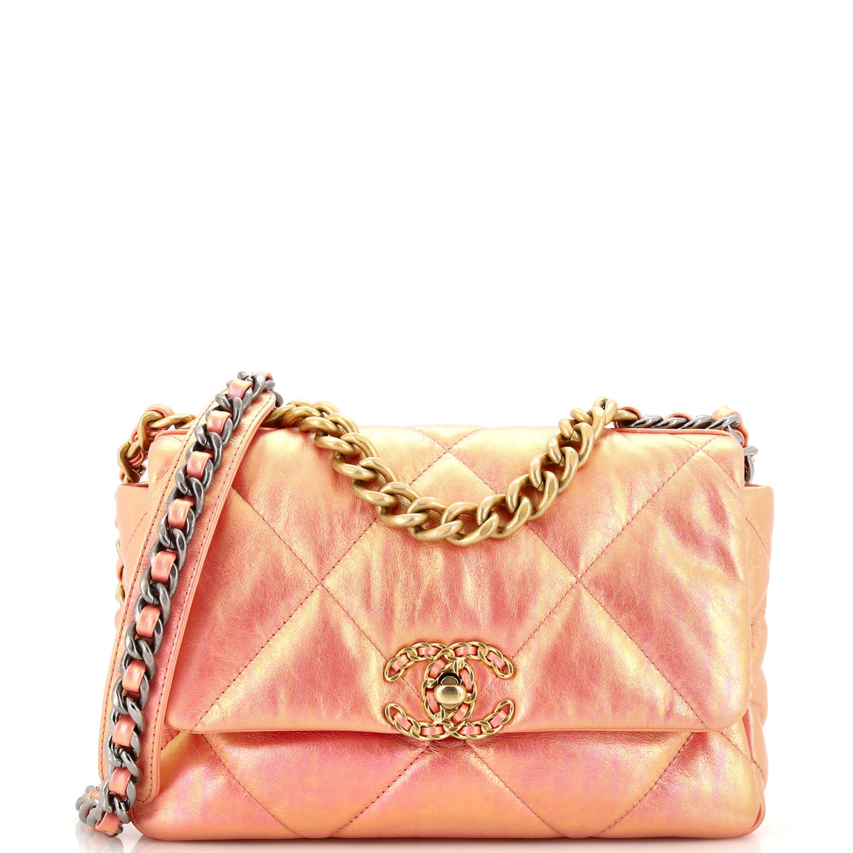 Chanel CHANEL 19 Flap Bag Quilted Iridescent Calfskin Medium