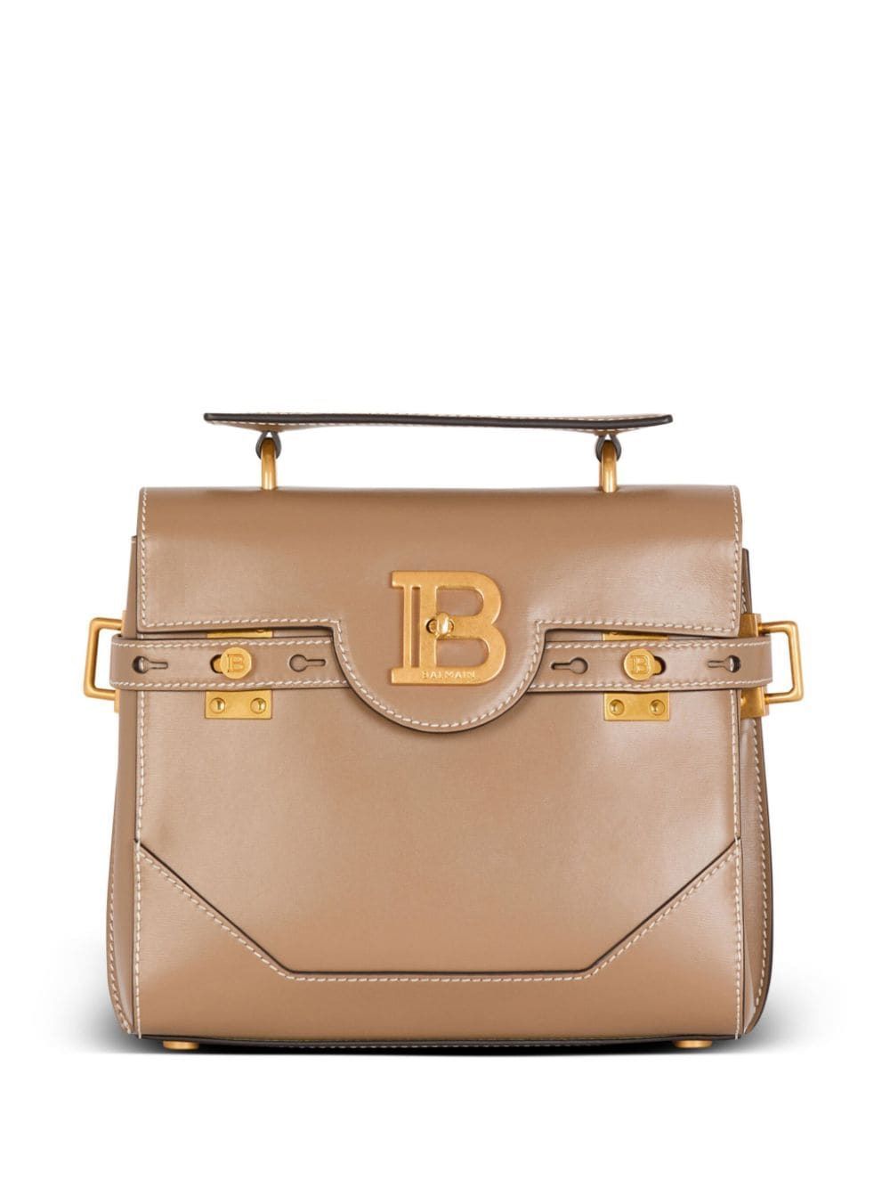 Balmain Women's Buzz 23 Bag Golden Logo in Taupe | DN1DB526LSLX8AG8AG