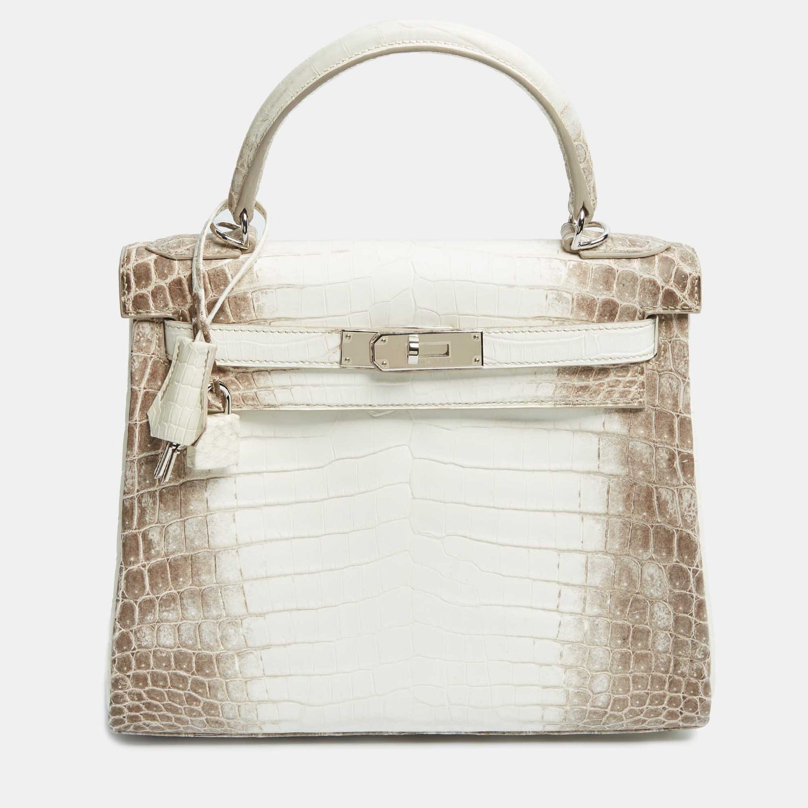 Herm?s Sac Kelly Retourne 32 Hermès en crocodile Niloticus Himalaya finition palladium Blanc