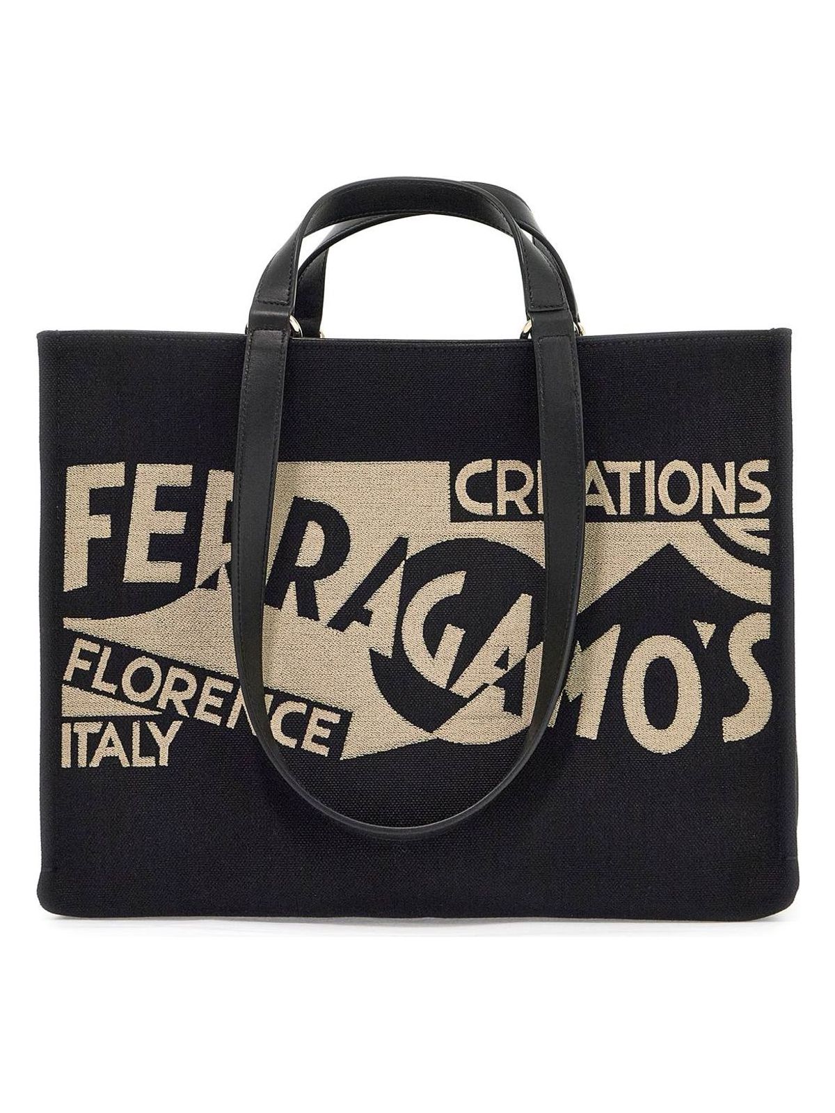 Ferragamo Women's Logo Printed Tote Bag M in Beige | 2194750776542