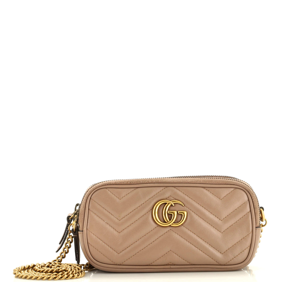 Gucci GUCCI GG Marmont Triple Zip Chain Bag Matelasse Leather Mini
