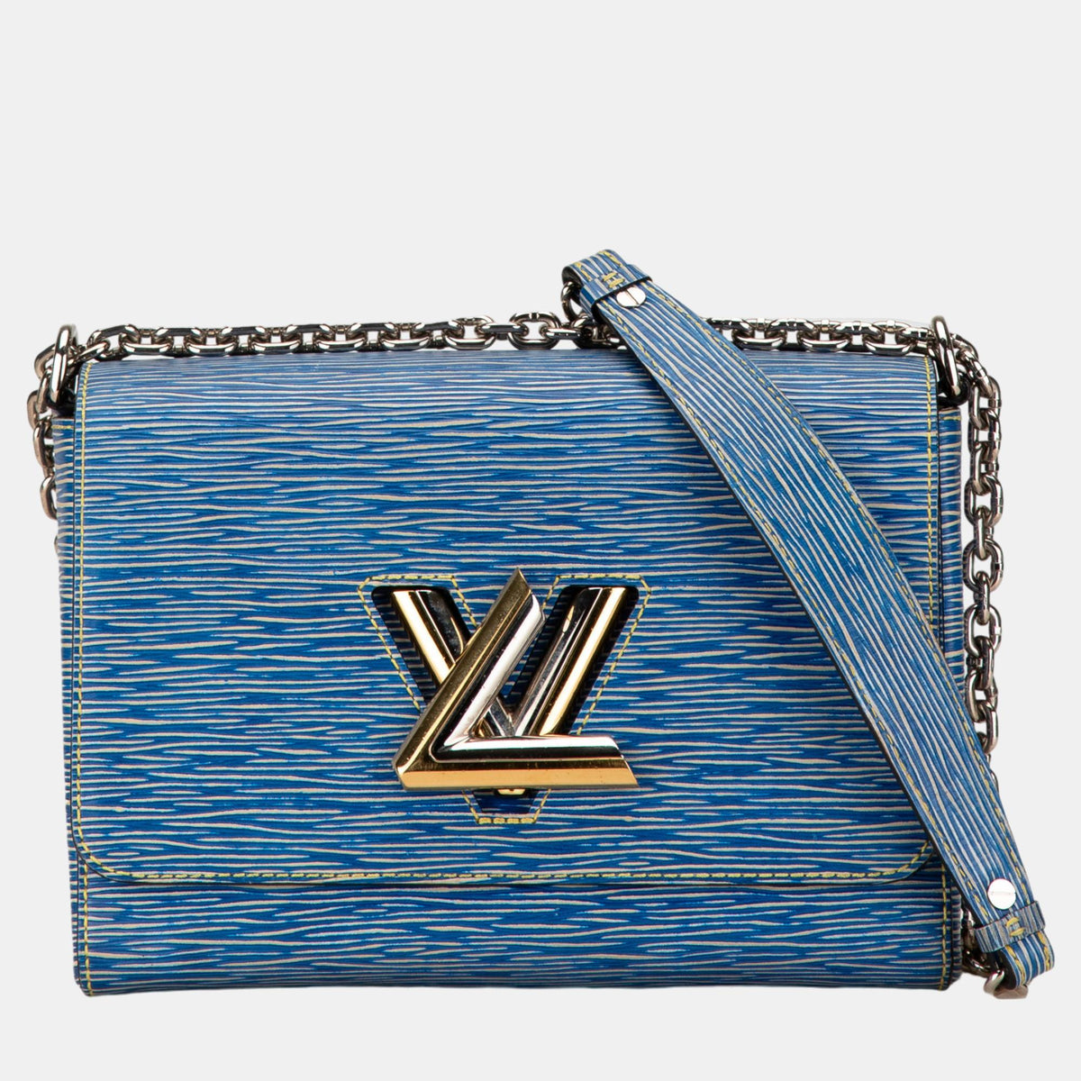 Louis Vuitton Blue Epi Denim Leather Twist MM Shoulder Bag