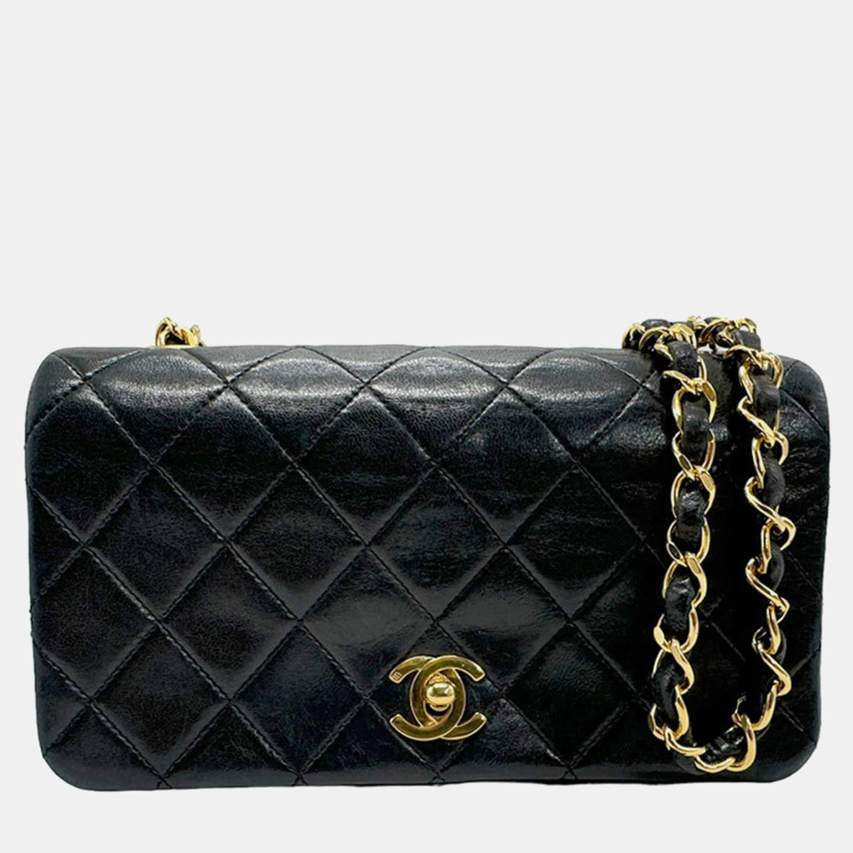 Chanel Black Calf Leather Flap Bag Shoulder Bag