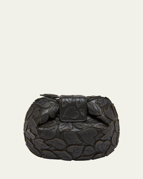 Demi Leaf Applique Nappa Leather Clutch Bag