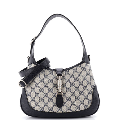 GUCCI Web Strap Jackie 1961 Hobo GG Coated Canvas with Leather Small