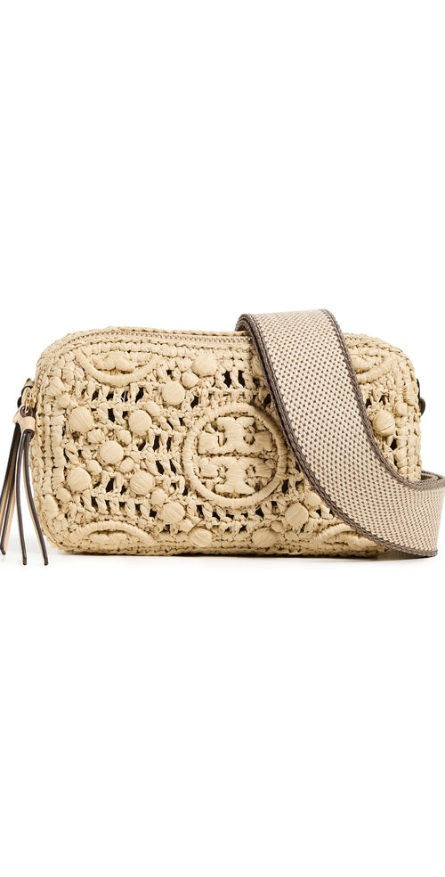 Miller T Monogram Raffia Mini Crossbody Bag Natural One Size