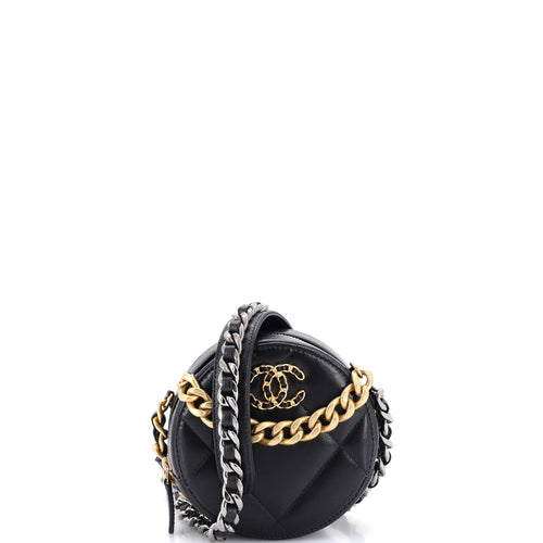 CHANEL 19 Round Clutch with Chain Quilted Leather