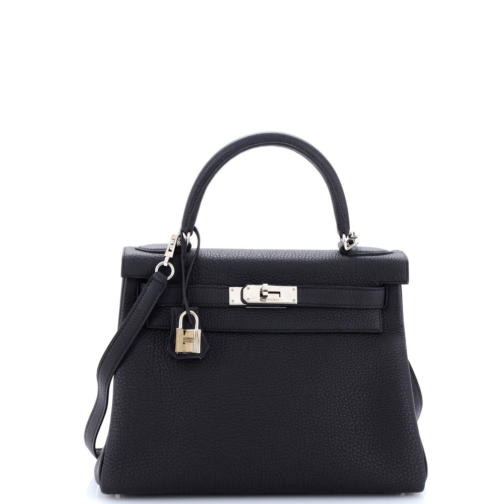 Kelly Handbag Noir Togo with Palladium Hardware 28