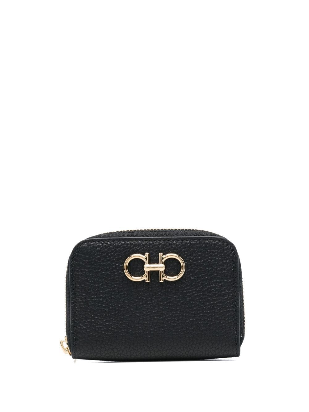 Ferragamo Women's Gancini Leather Zipped Card Case in Black | Size UNI | 220406