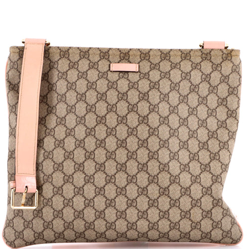 GUCCI Flat Messenger Bag GG Canvas Medium