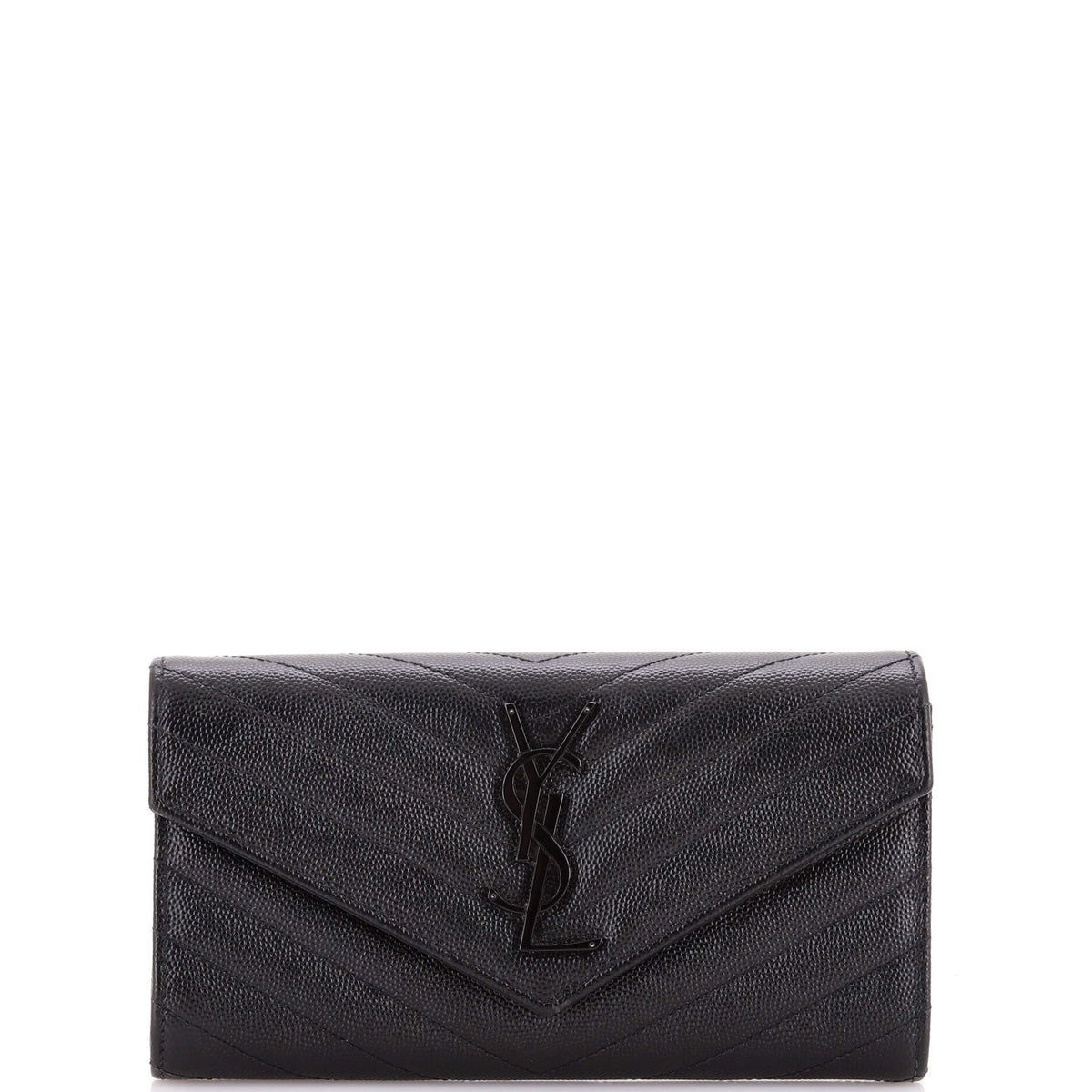Saint Laurent Classic Monogram Flap Wallet Matelasse Chevron Leather Large