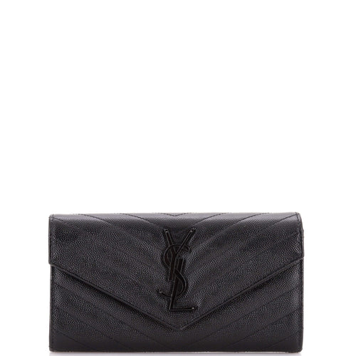 Classic Monogram Flap Wallet Matelasse Chevron Leather Large