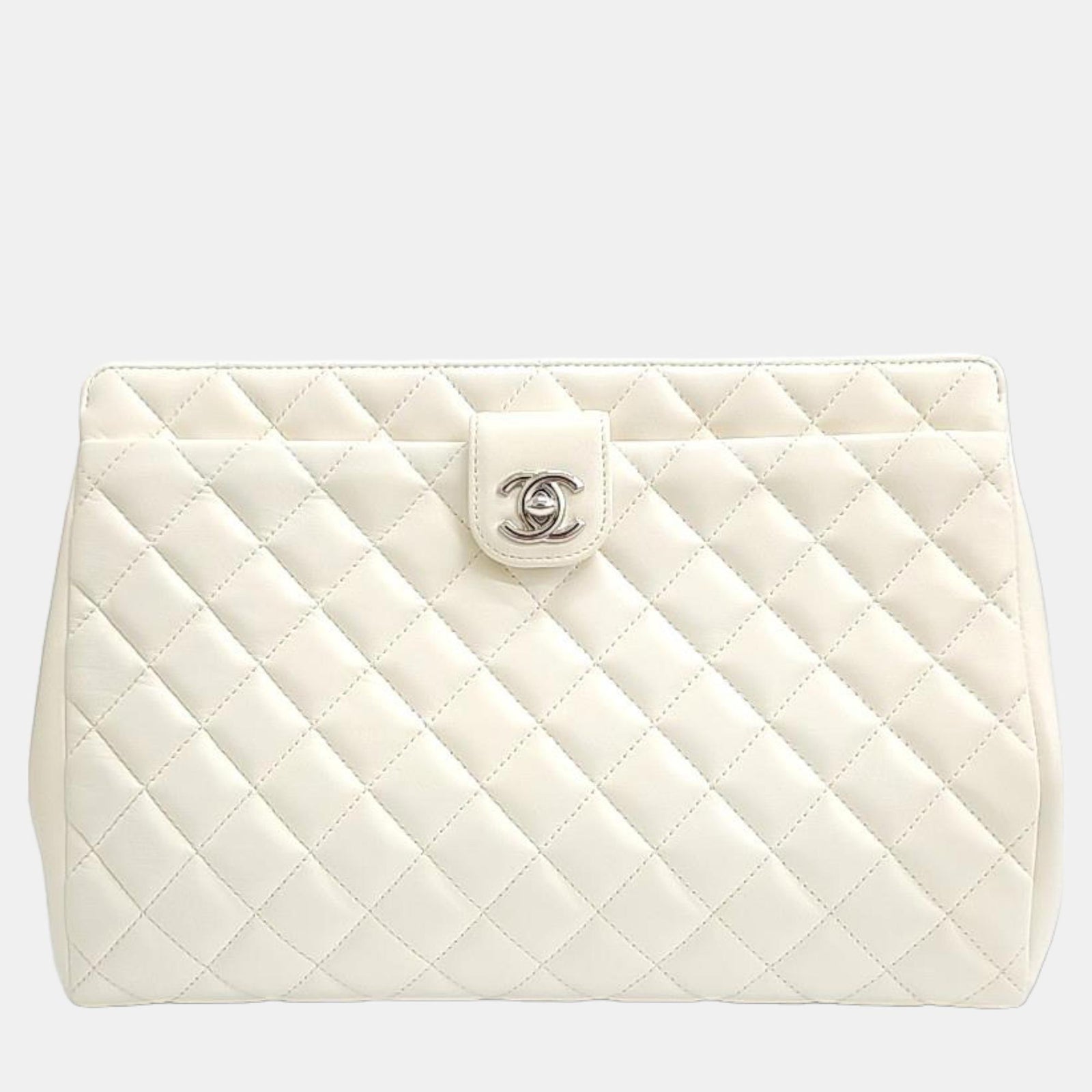 Chanel Weiße CC-Clutch aus Leder