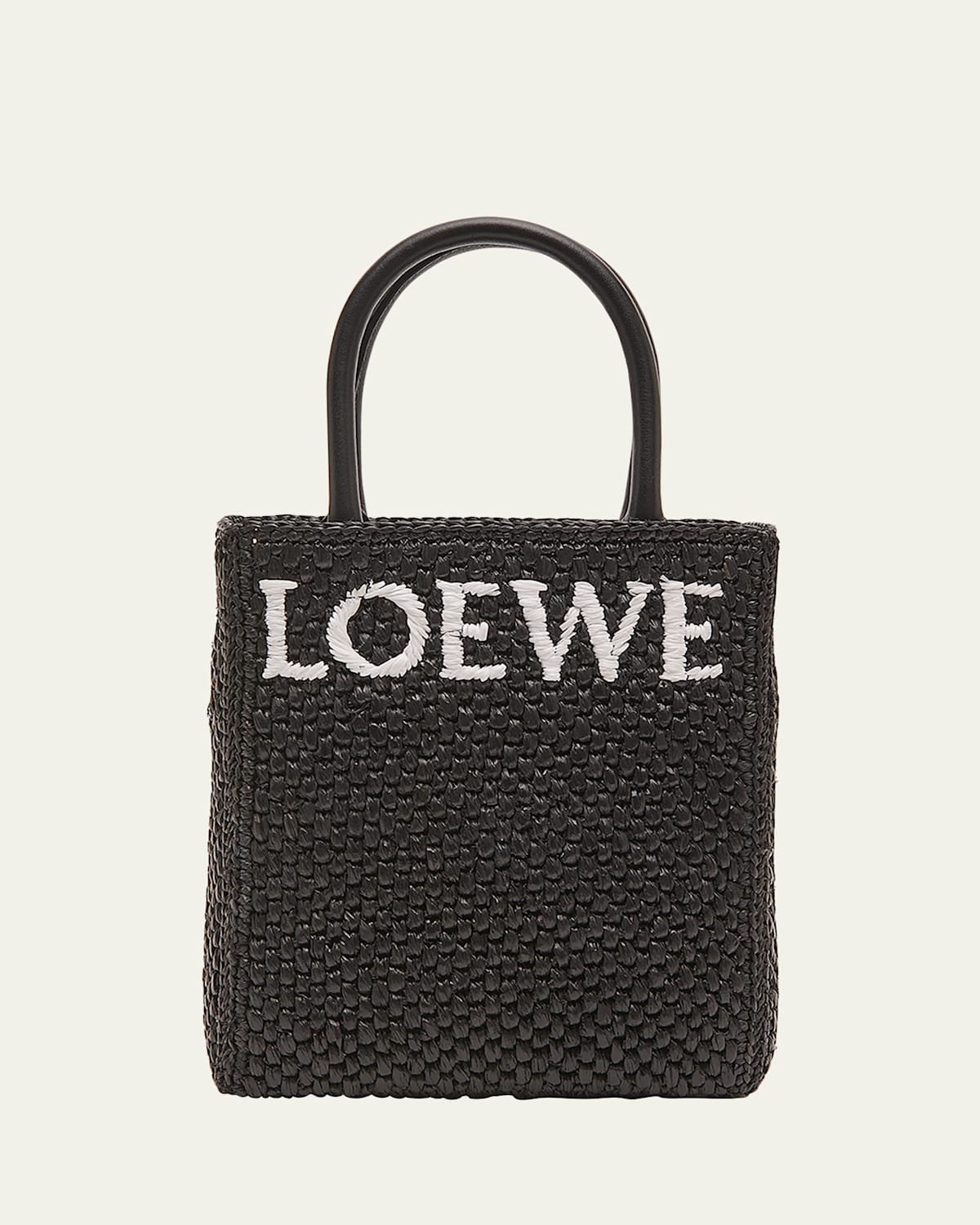 Loewe Standard A5 Tote Bag in Raffia with Leather Handles