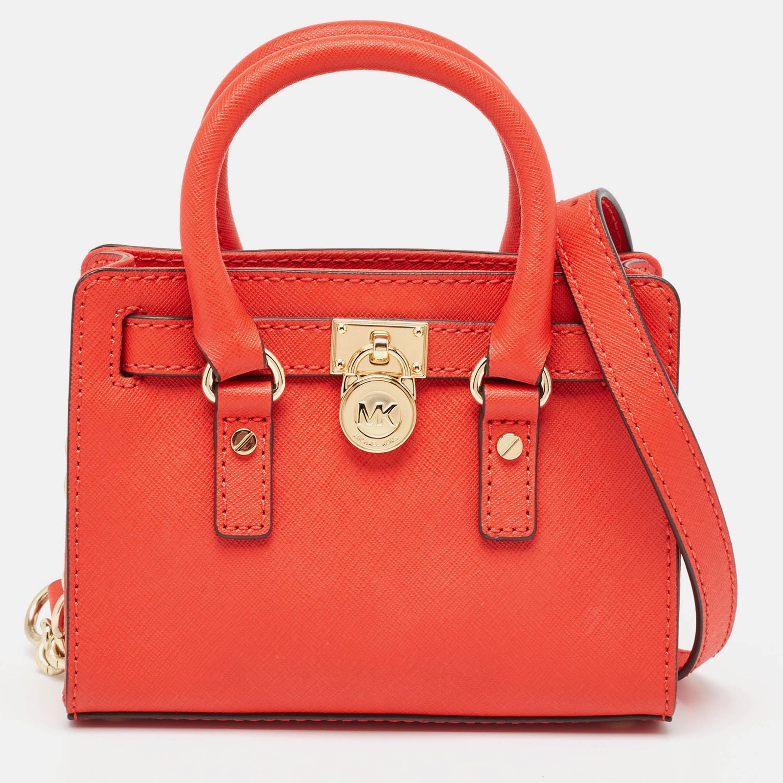 Michael Kors Orange Saffiano Leather Mini Hamilton Crossbody Bag