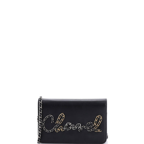 CHANEL Chain Signe Wallet on Chain Calfskin