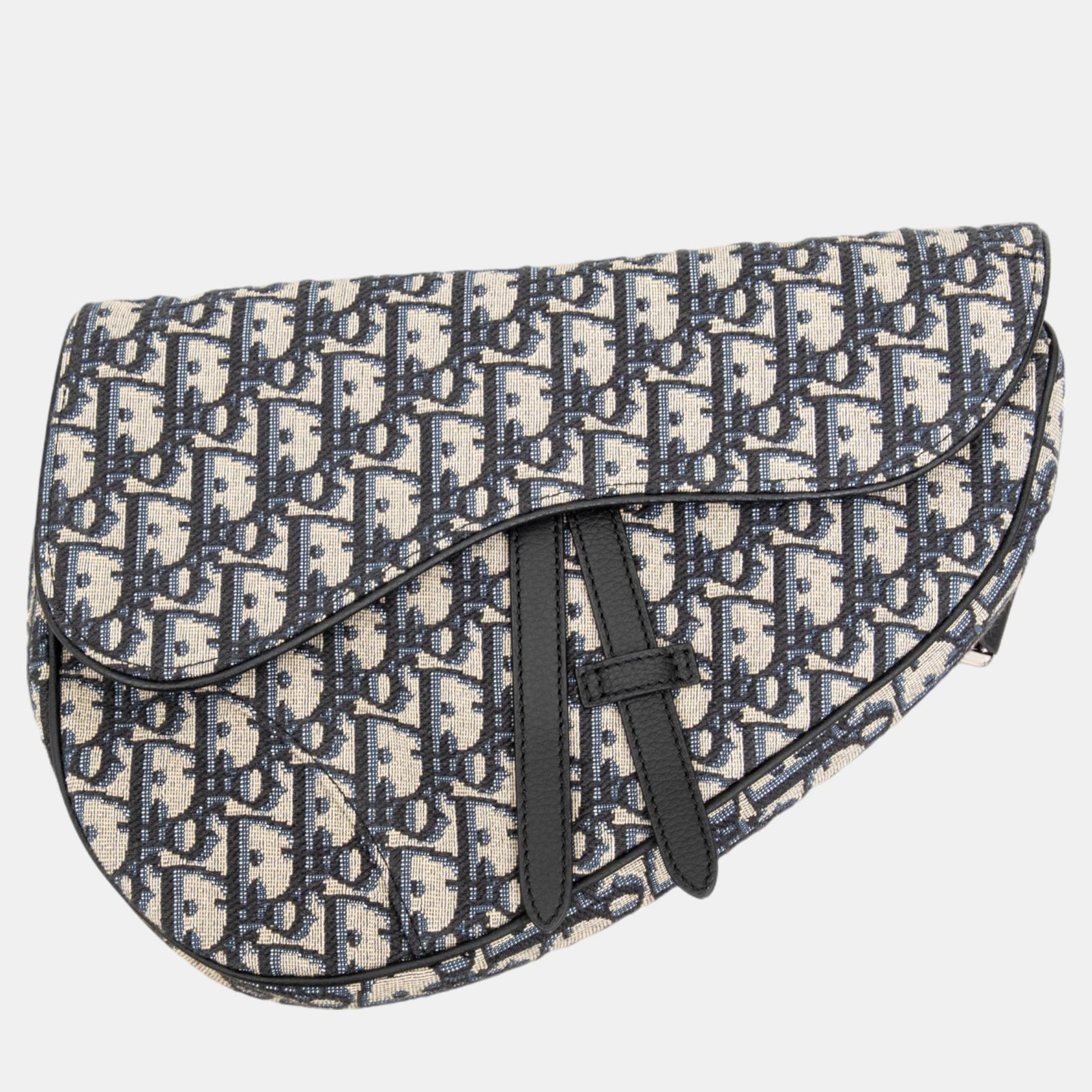 Dior Black Oblique Jacquard Saddle Shoulder Bags