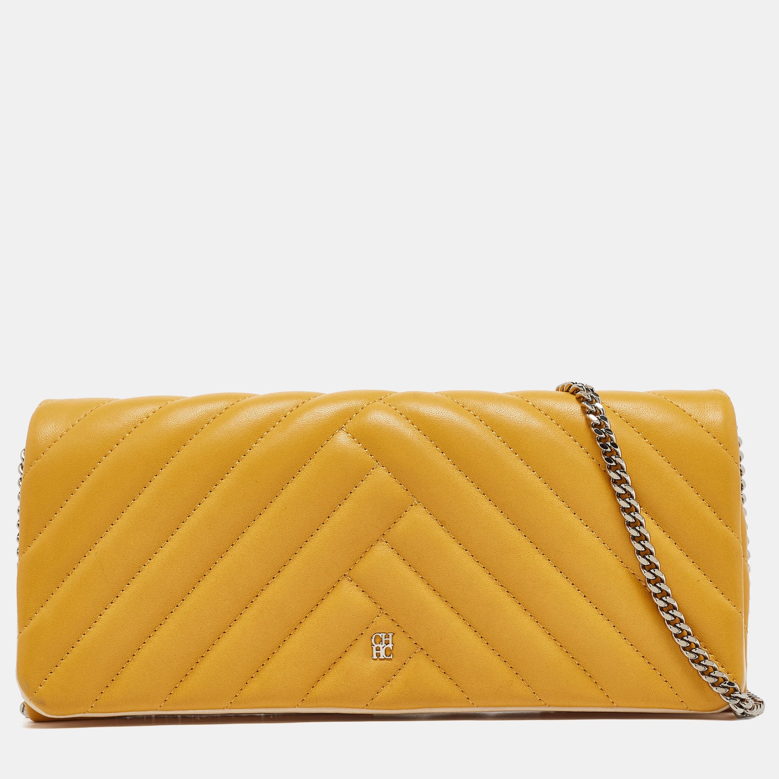 Ch Carolina Herrera Pochette à chaîne en cuir matelassé jaune