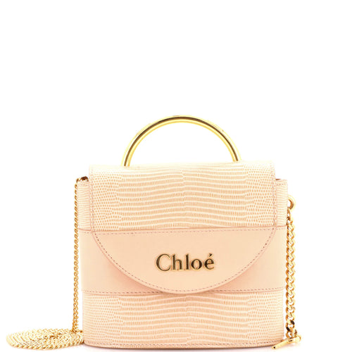 CHLOE Aby Lock Bag Lizard Embossed Leather Small