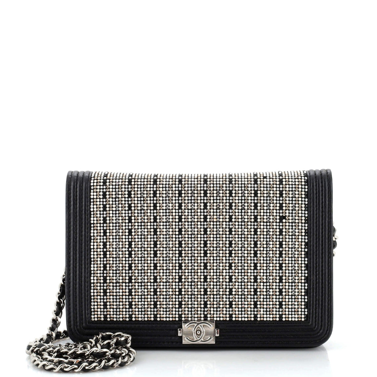 Chanel CHANEL Boy Wallet on Chain Strass Embellished Leather
