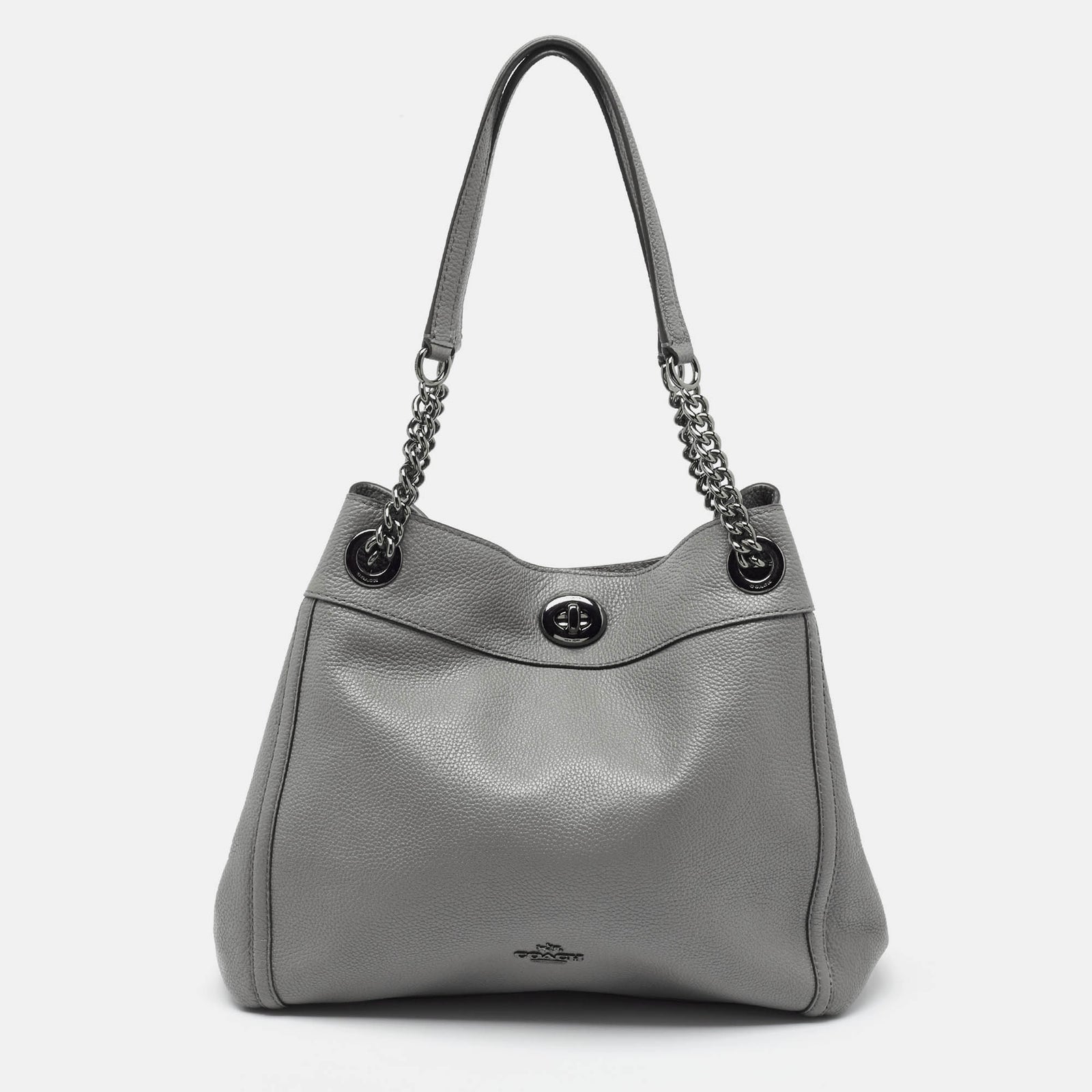 Coach Grey Leather Edie Shoulder Bag