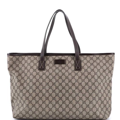GUCCI Plus Tote GG Coated Canvas with Leather Large