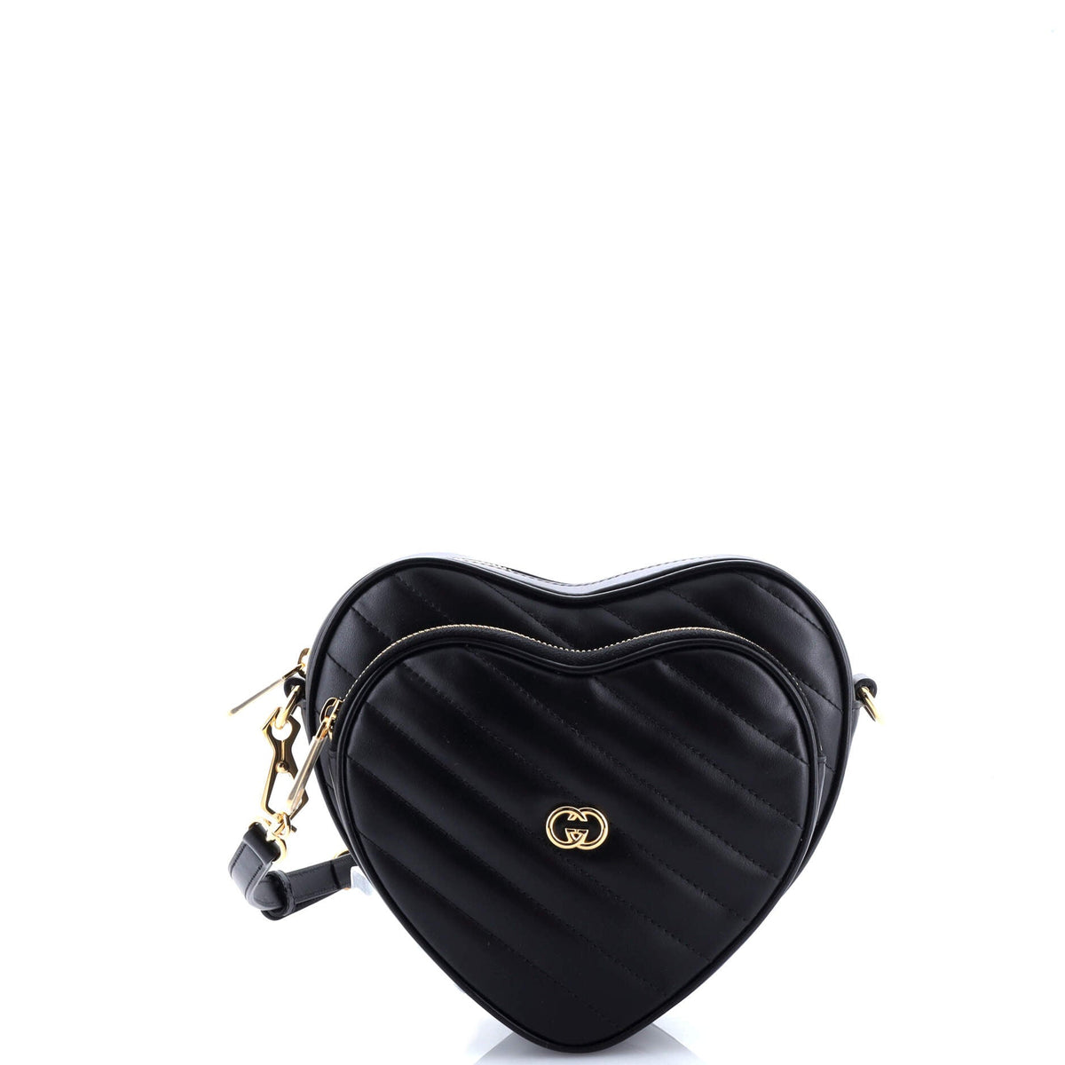 Gucci GUCCI Interlocking G Heart Shoulder Bag Diagonal Quilted Leather Mini