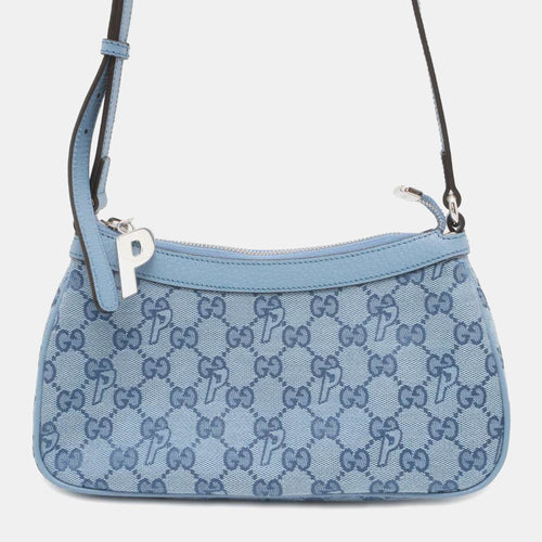 PALACE Blue Canvas GG-P Canvas Half Moon Mini Shoulder Bag