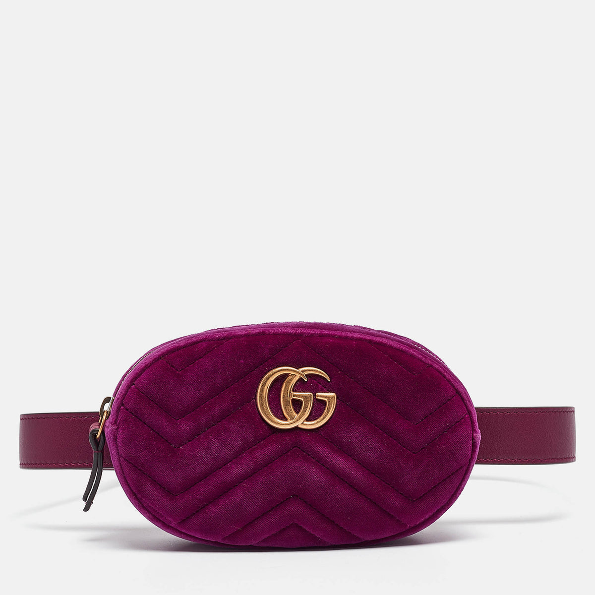 Gucci Purple Matelass&eacute; Velvet Mini GG Marmont Belt Bag