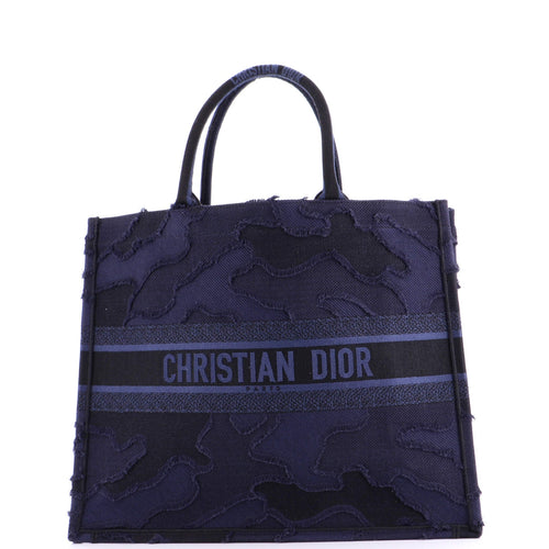 Book Tote Camouflage Embroidered Canvas Large