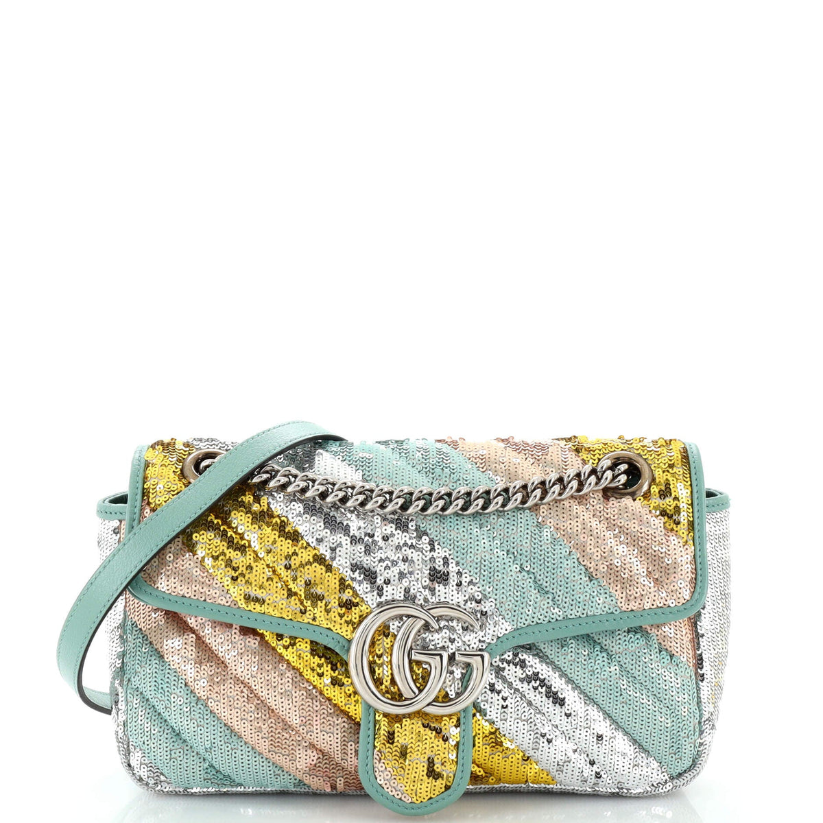 Gucci GUCCI GG Marmont Flap Bag Diagonal Quilted Sequins Small