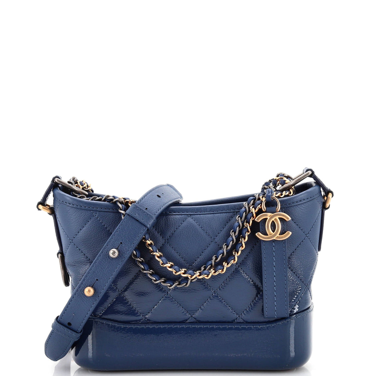Chanel CHANEL Gabrielle Hobo Quilted Goatskin and Patent Small