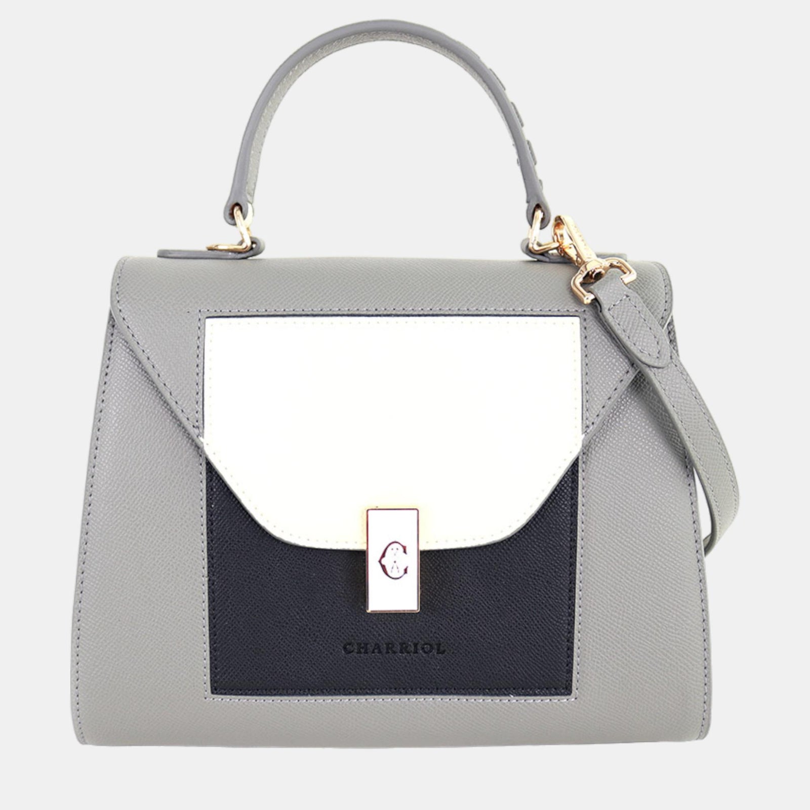 Charriol Grey & Black Leather LE REVE Handbag