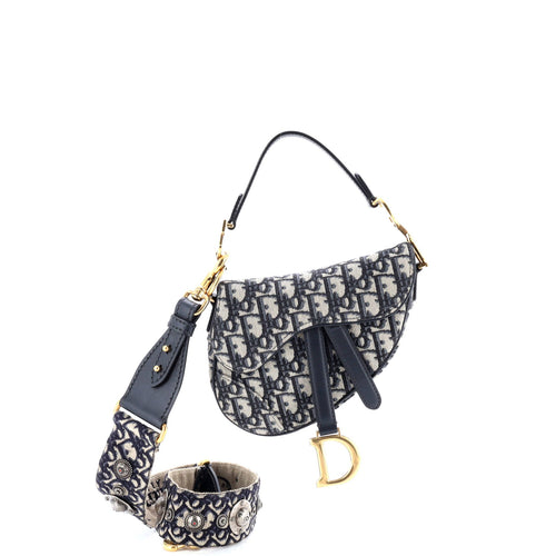Saddle Handbag with Strap Oblique Canvas Mini