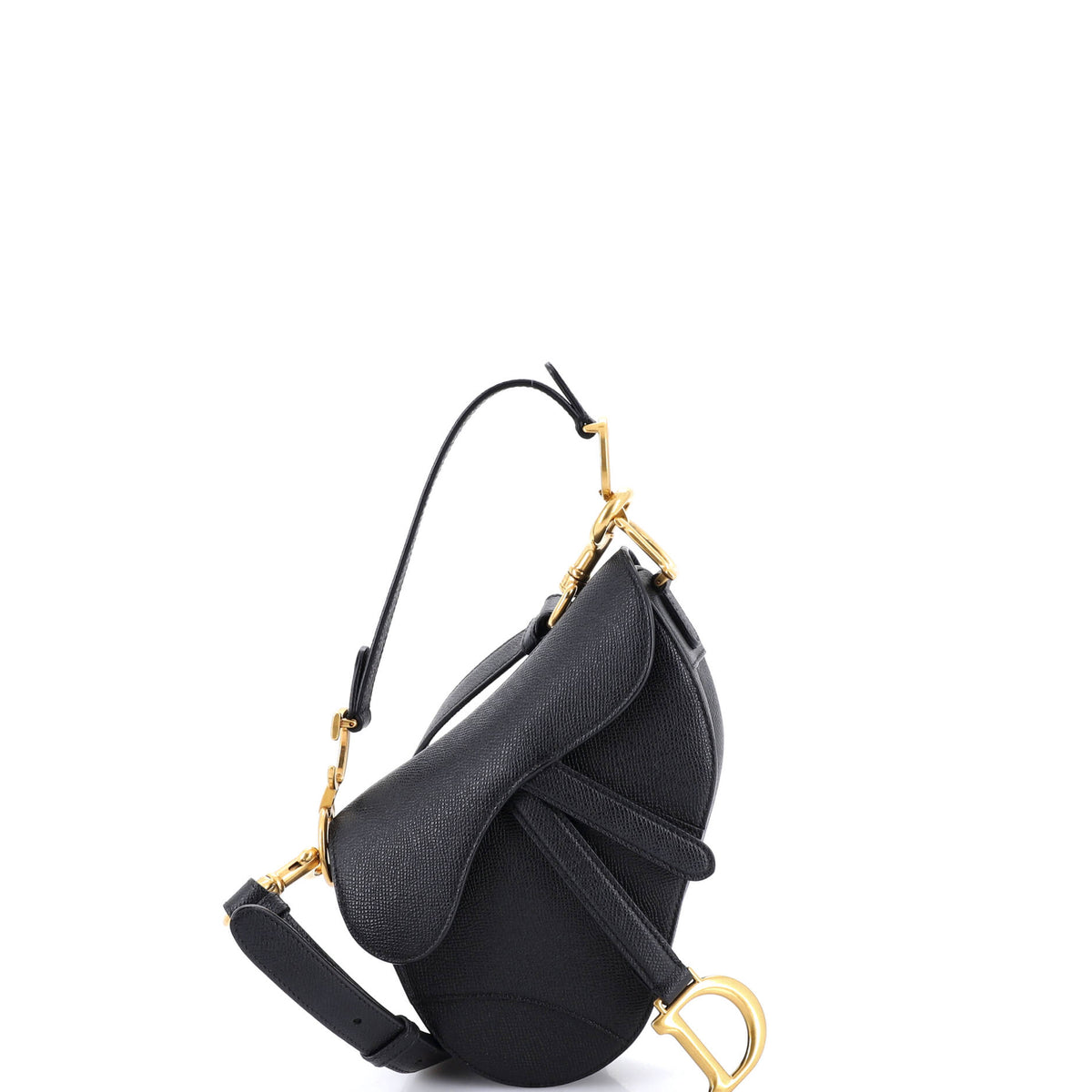 Christian Dior Saddle Handbag with Strap Leather Mini