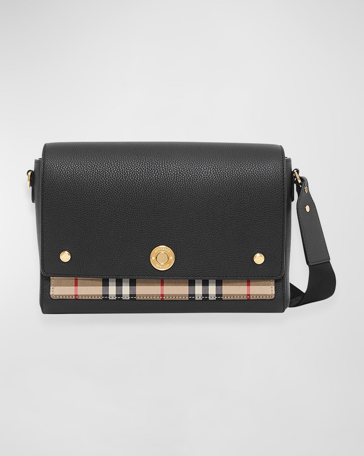 Burberry Note Medium Leather & Vintage Check Crossbody Bag