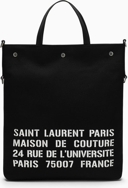 Saint Laurent Men's North/south Tote Bag In Canvas in Black | 710264FAA5E