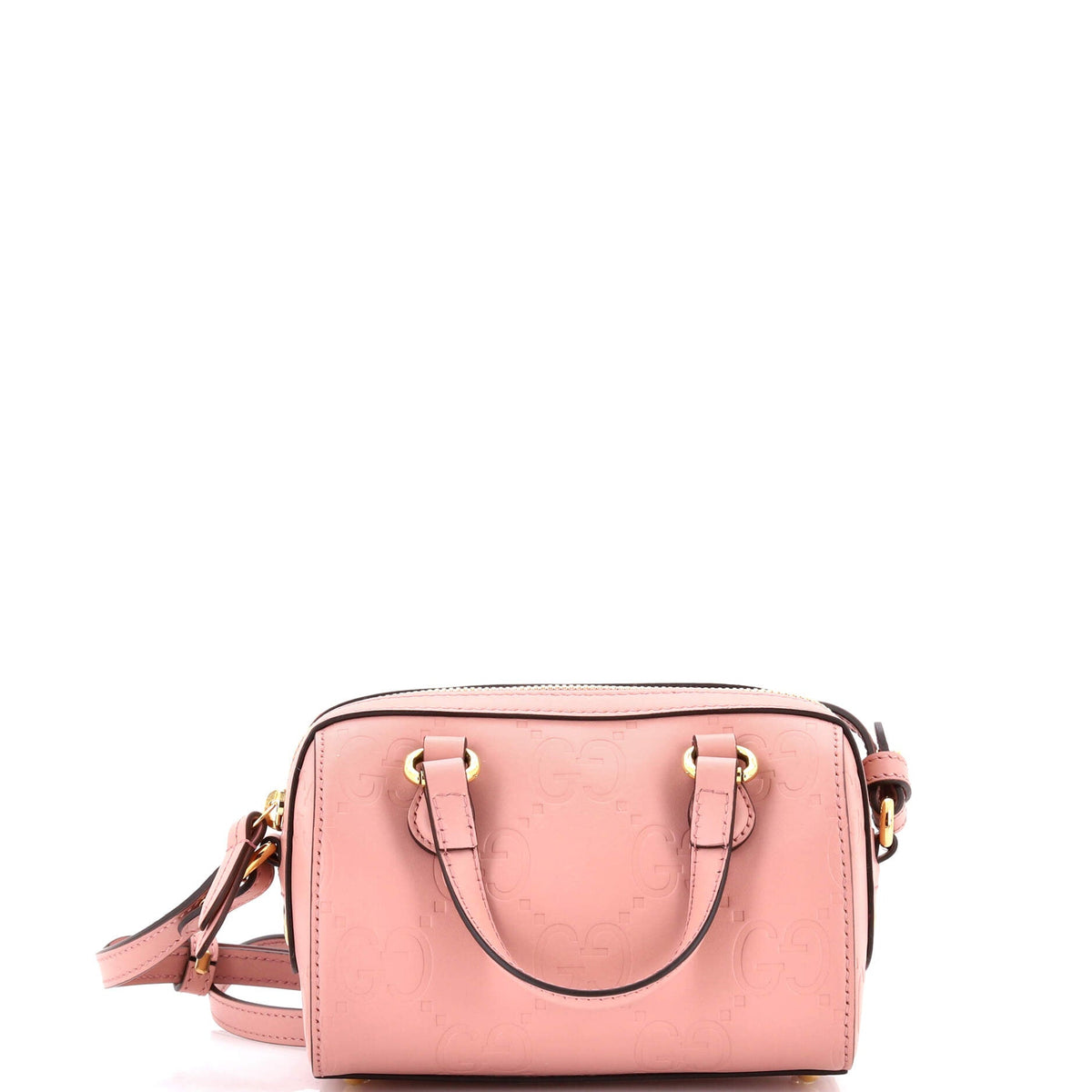 Gucci GUCCI Convertible Boston Bag Jumbo GG Embossed Leather Super Mini