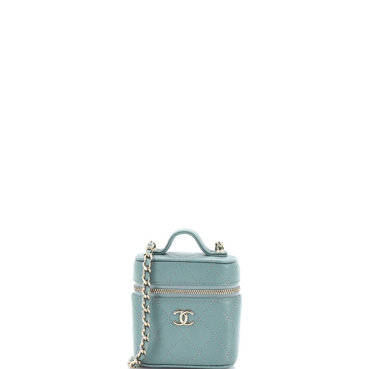 Chanel CHANEL Handle with Care Vanity Case with Chain Quilted Caviar