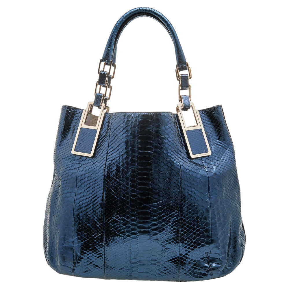 Metallic Blue Python Hector Tote