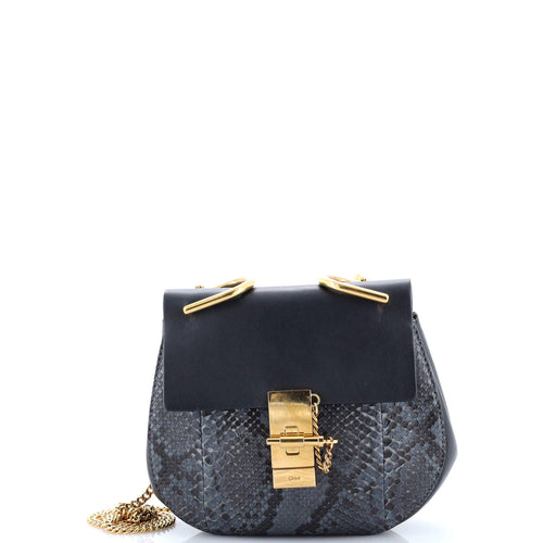 CHLOE Drew Crossbody Bag Python and Leather Small