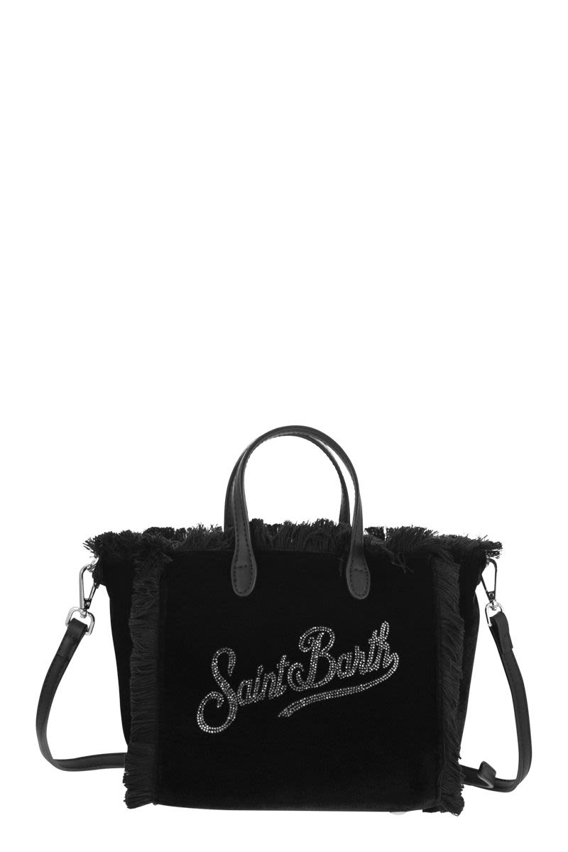 Mc2 Saint Barth Mini Vanity Bag With Bangs And Rhinestone Logo in Black | VAMI007