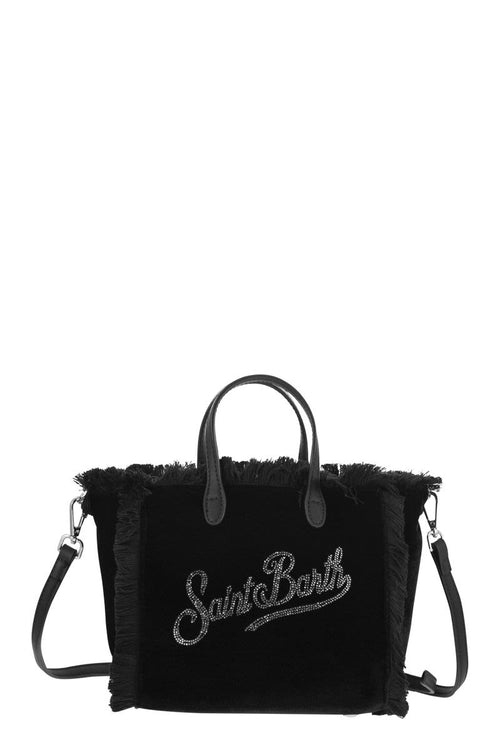 Mini Vanity Bag With Bangs And Rhinestone Logo in Black | VAMI007